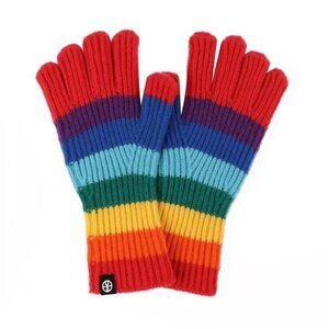 Rainbow Striped Knitted Gloves